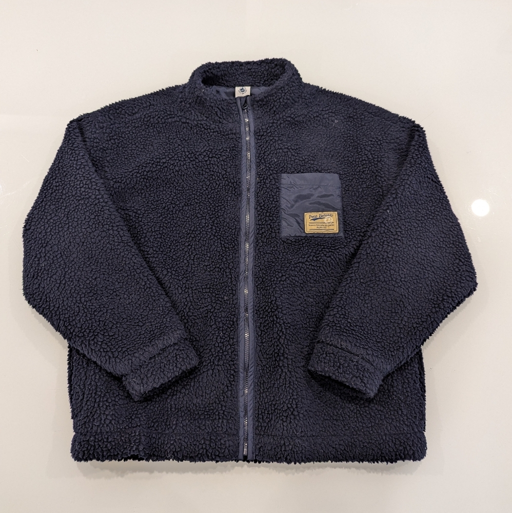 Petit Bateau 12Y Navy Recycled Faux Fur Jacket